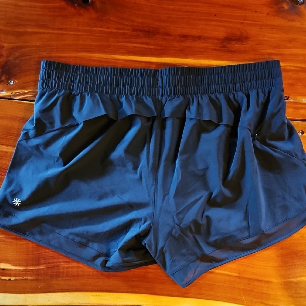 Athleta Black Mesh Racer Shorts